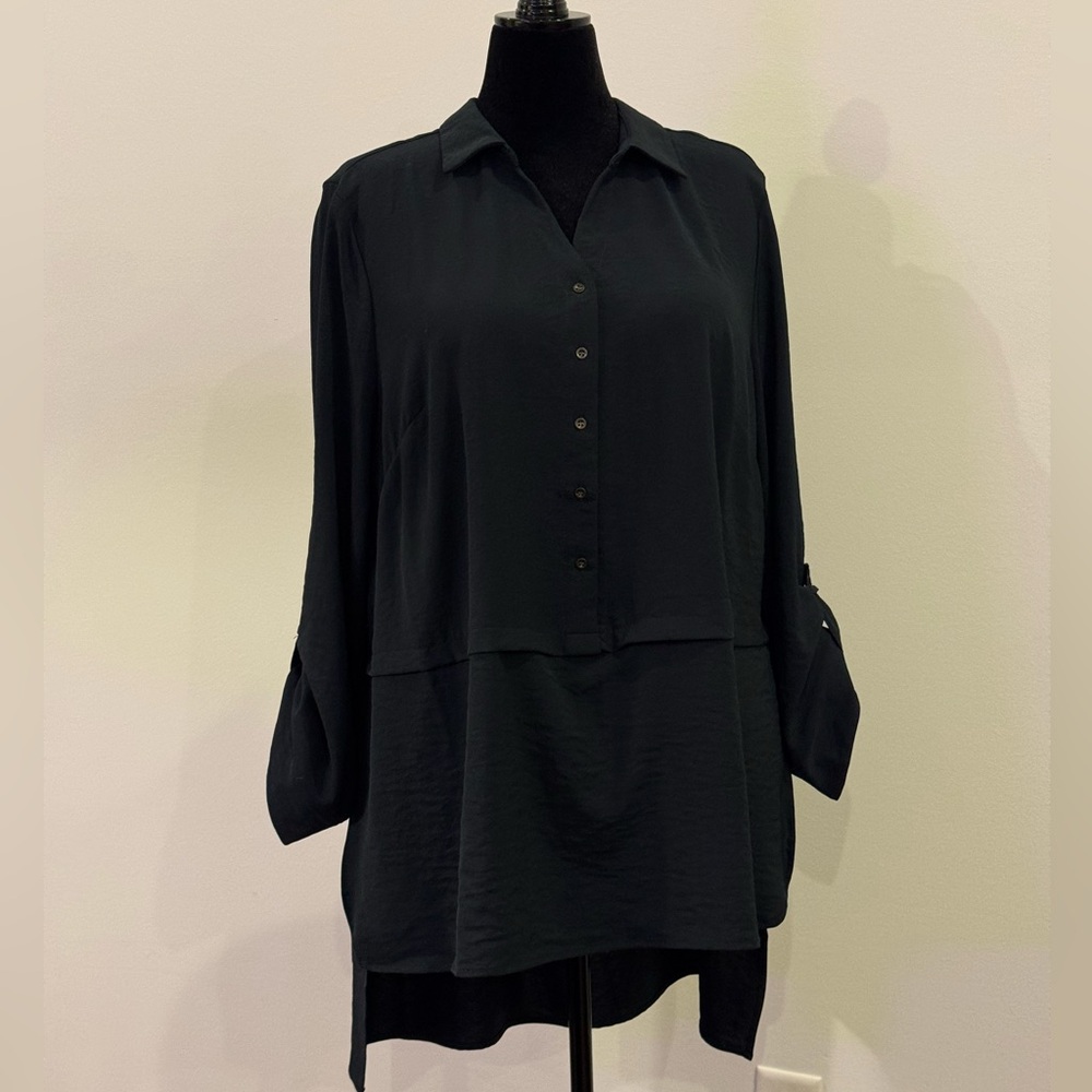 Adyson Parker Roll Tab Button-tunic, Navy | 3X high-low hem Nordstrom